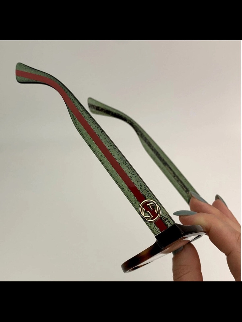 Gucci Tortoiseshell Frame Glasses with Green and Red Stripe Temples Gg0038oN - Picture 2 of 10